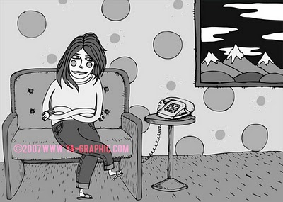 Illustration femme qui attend que le téléphone sonne