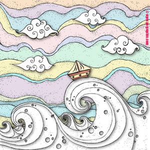 illustration petit voilier sur la mer