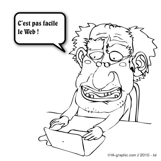 dessin vieil homme sur internet