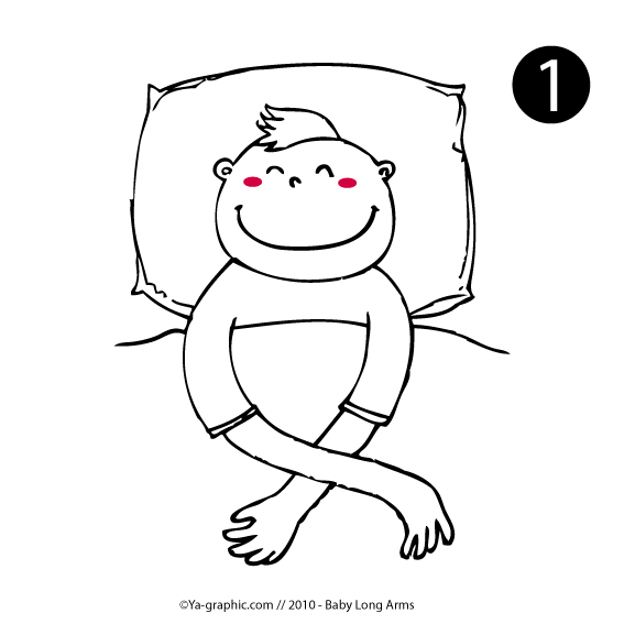 Illustration bébé aux longs bras