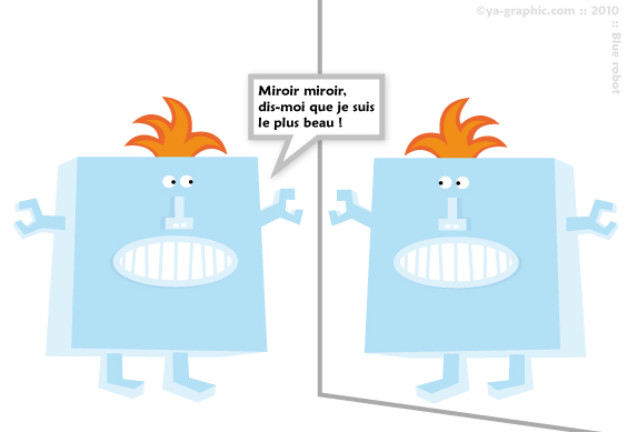 illustration d'un robot bleu avec des cheveux couleur orange