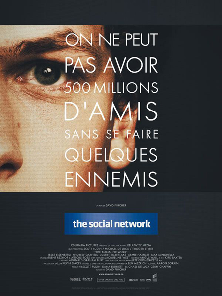 Film : The Social Network, film sur Facebook et son fondateur Mark Zuckerberg