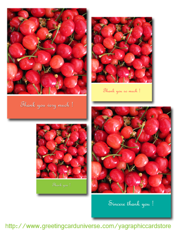 Cartes de remerciement - photos de cerises