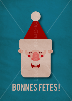 illustration d'un père noël sur une carte de voeux