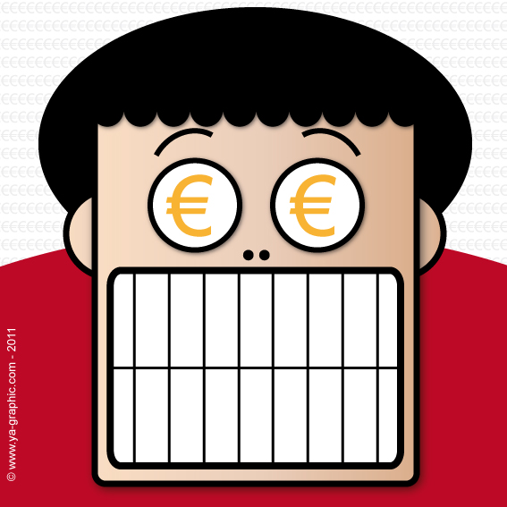 dessin d'une personne qui ne pense qu'à l'argent