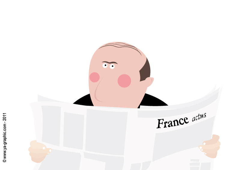 Illustration d'un homme qui lit un journal.