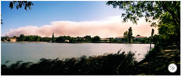 Photo du plan d'eau de Miramas: Incendie à Orgon