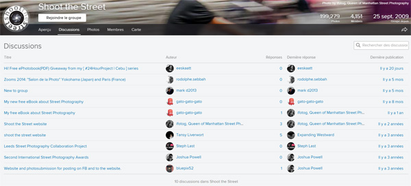 Groupes Flickr : les discussions entre les membres du groupe